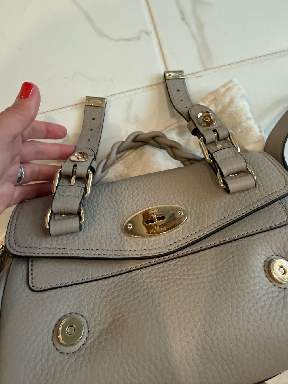 Mulberry Mini Alexa Leather Satchel in Cashmere Taupe NWOT - Picture 12 of 13
